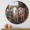 Designart - Two Cows In The Stable - Farmhouse Metal Circle Wall Art